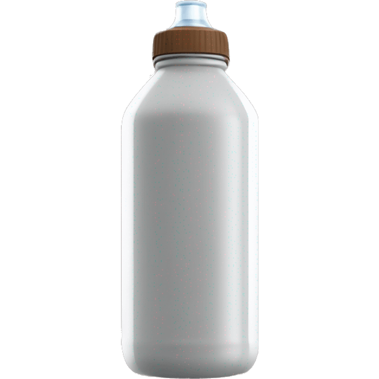 Grey water bottle, white Range in the miiddle, the logo in the miiddle is a drop of water,with Brown cap emoji  emoji