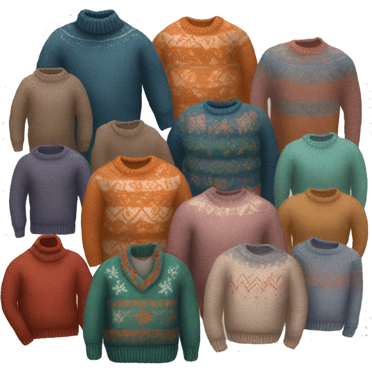 Pile of cozy winter sweaters emoji