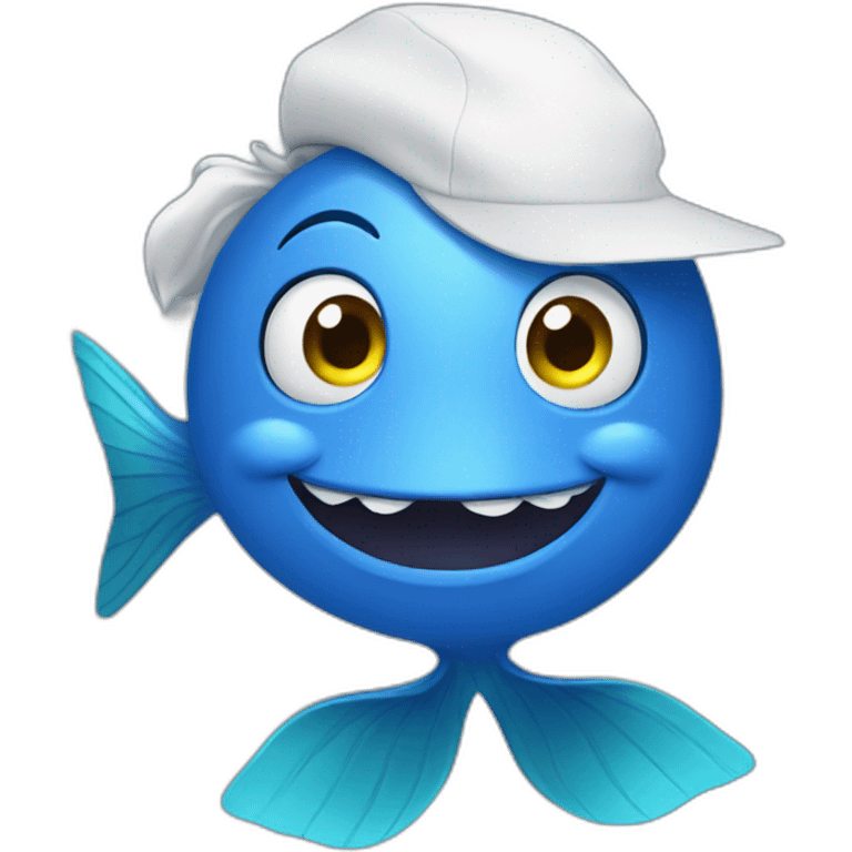 Blue fish making video emoji