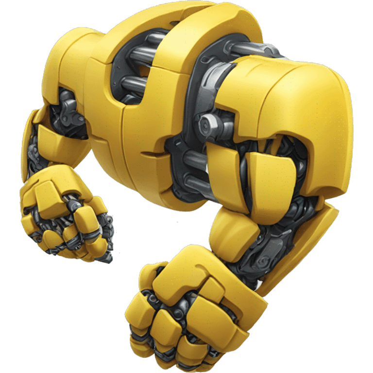 Yellow mechanical cyborg bicep that’s flexing emoji