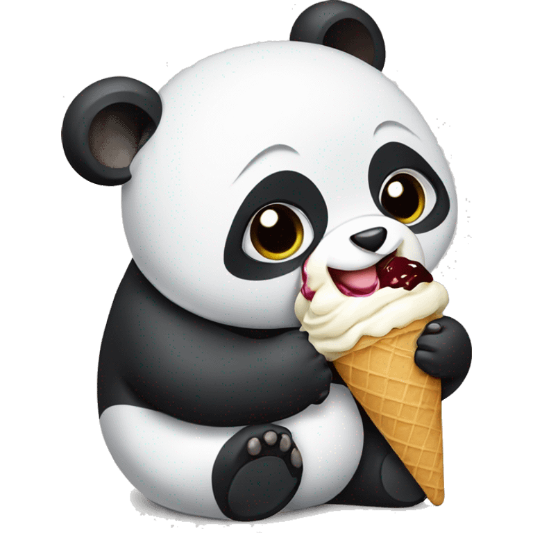 Panda eating ice cream emoji