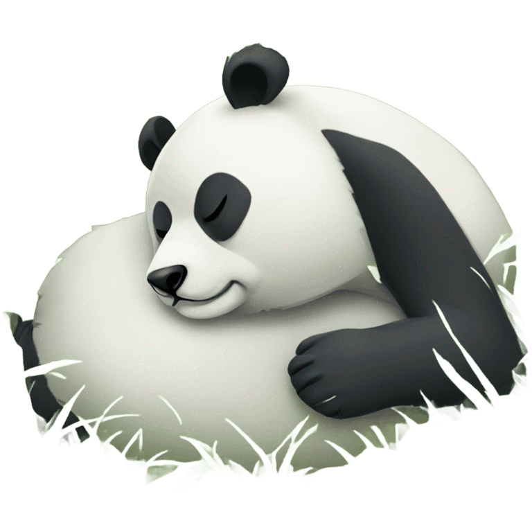 Tired panda sleeping in grass emoji