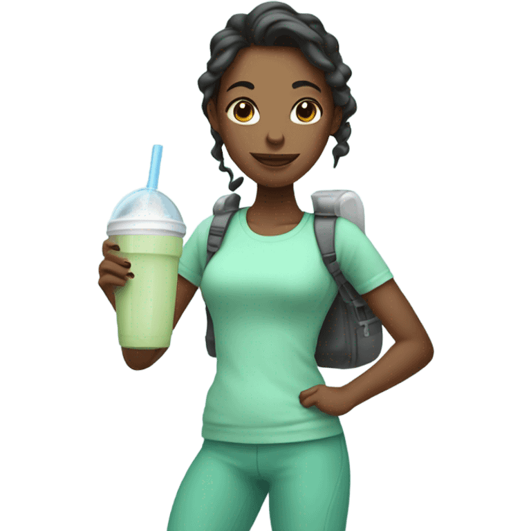 Protein shake girl drink mint clothes emoji