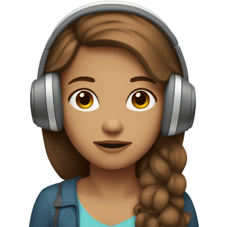 Girl emoji with long brown hair light skin and headphones ,sleeping emoji