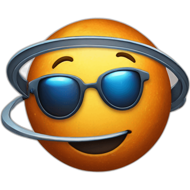 planet Mercury with a cartoon smiling face with sunglasses emoji