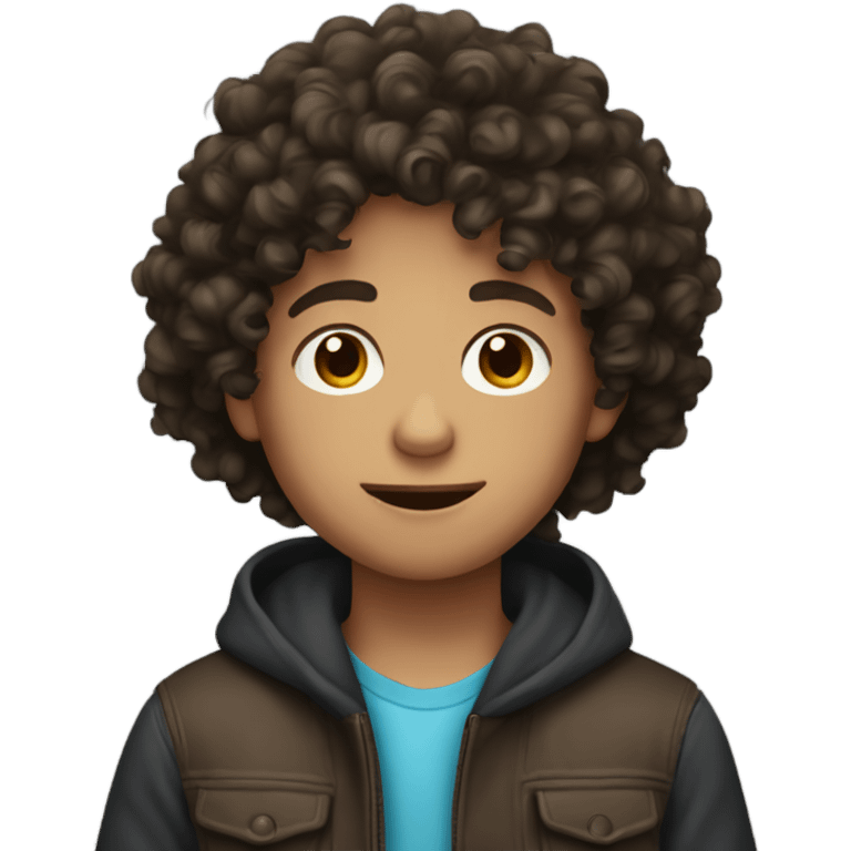 Brunette curly haired boy emoji