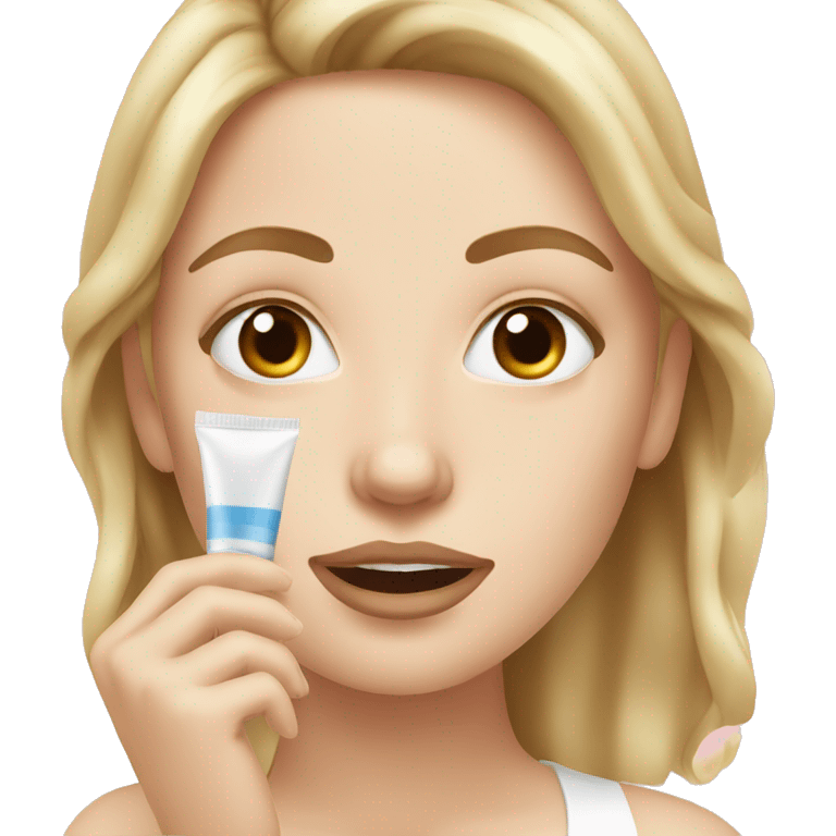 white girl applying cream on face emoji