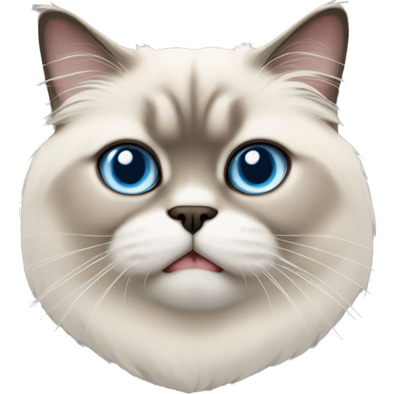 short hair himalayan cat blue eyes sticking out tongue emoji