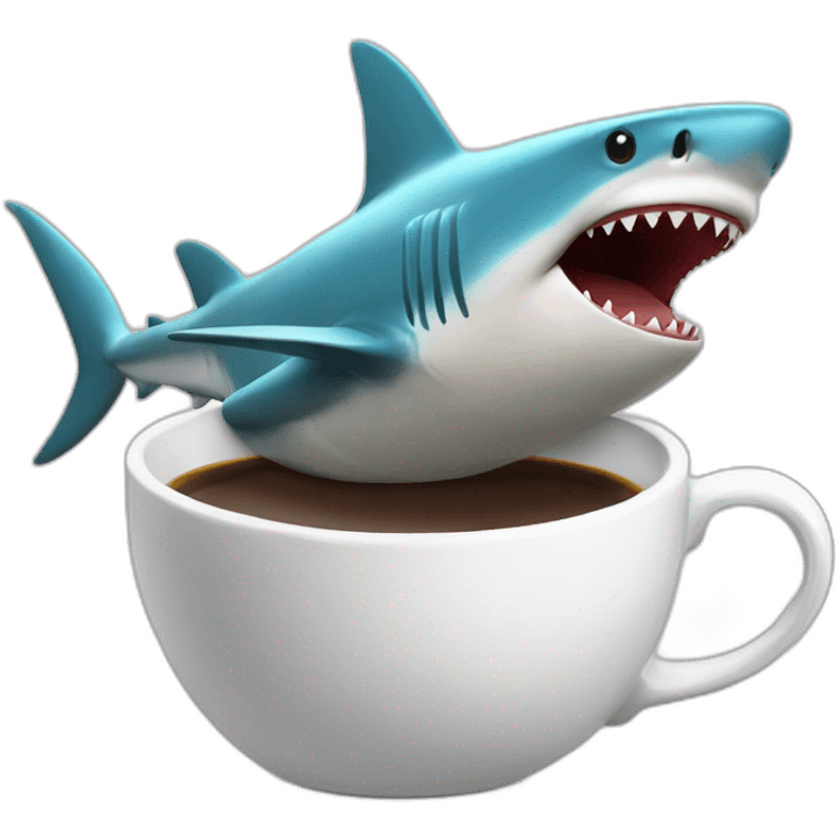 Shark drinking a coffe emoji