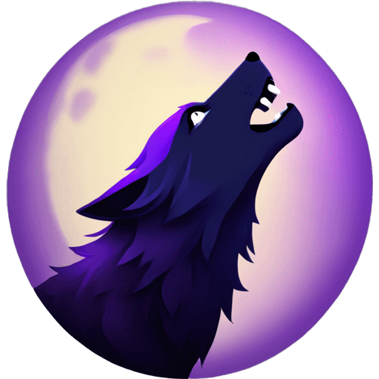 Black and purple wolf howling at moon  emoji