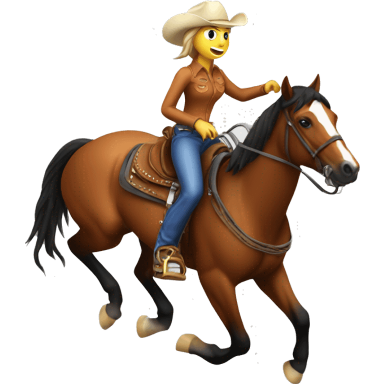 Realistic cowgirl barrel racing on a horse. emoji