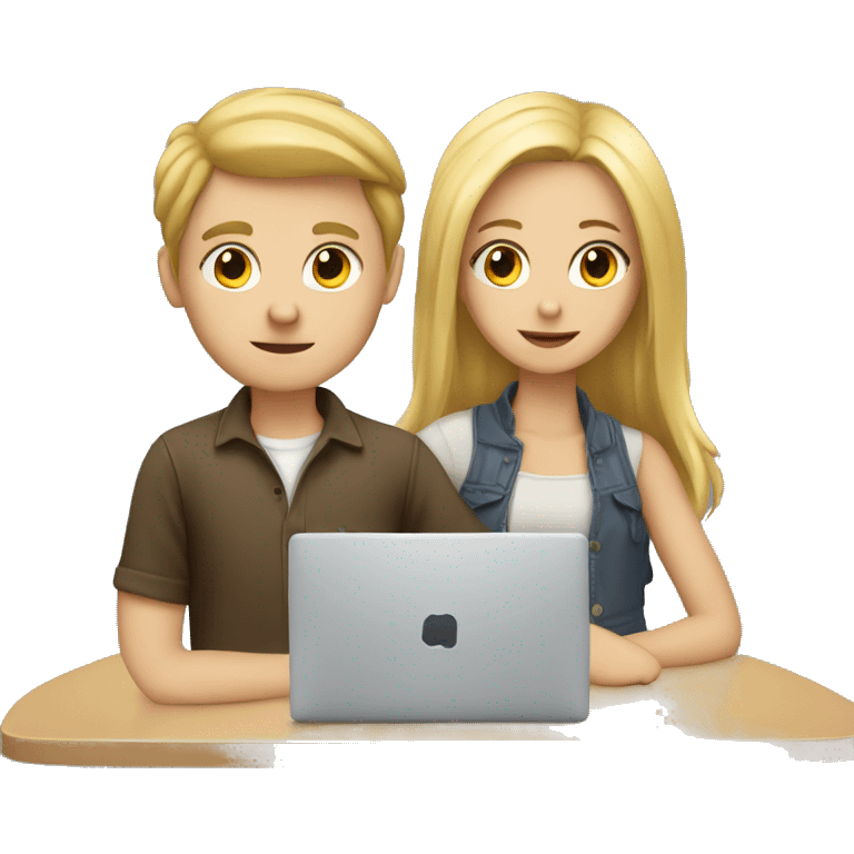 white boy and girl behind laptop emoji