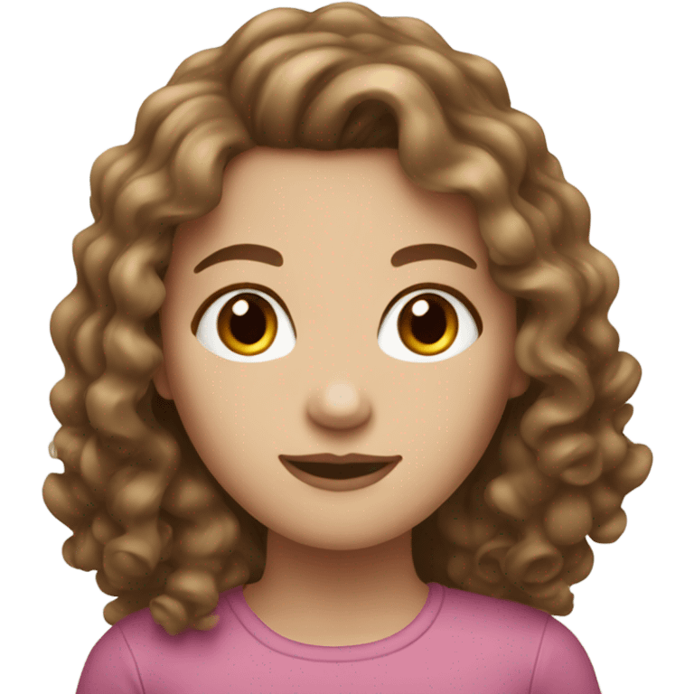 White girl with long brown curly hair emoji