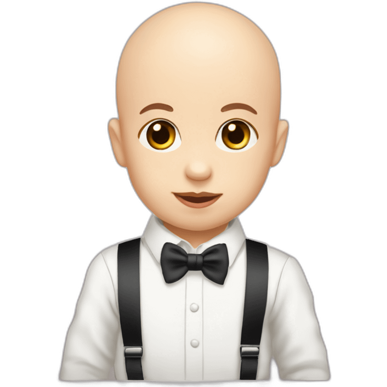 baby wearing suit with suspenders and bowtie fair skin almost bald emoji