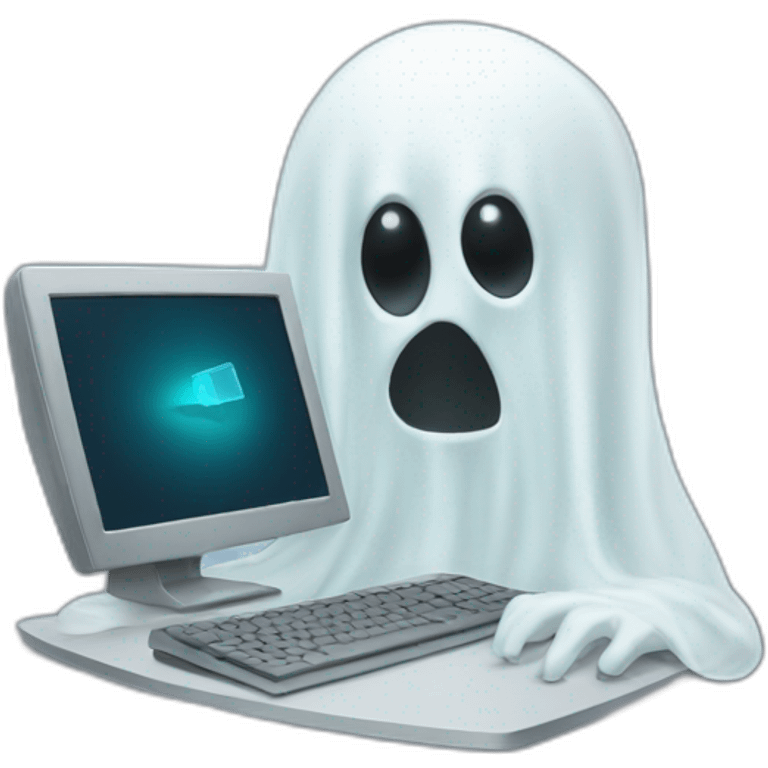 Ghost with a computer emoji