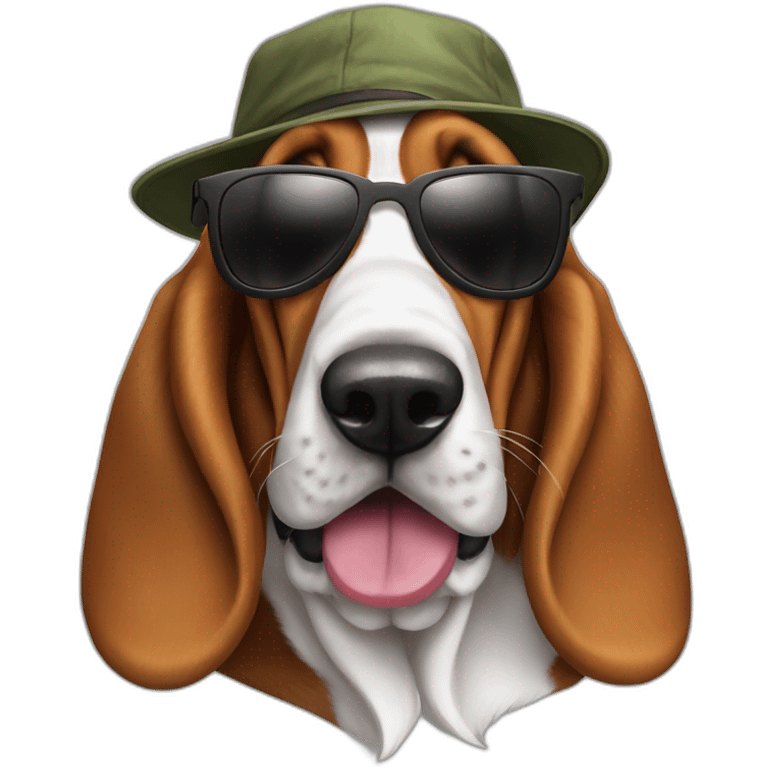 basset hound with cap and sun glasses emoji