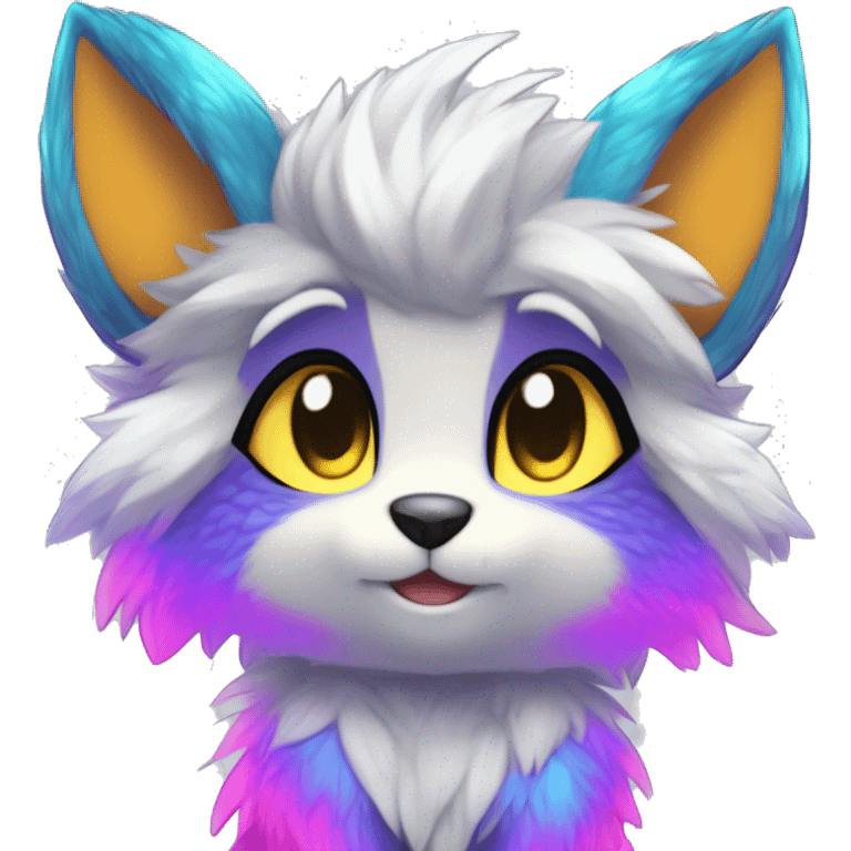 Anthro Scalie Fluffy Cool Cute Magical Shiny Colorful Neon Vibrant Colors Sparkle Kemono-style Chibi Fantasy-Animal-Fakémon-Pokémon-Hybrid Fur Sona Aesthetic Full Body emoji