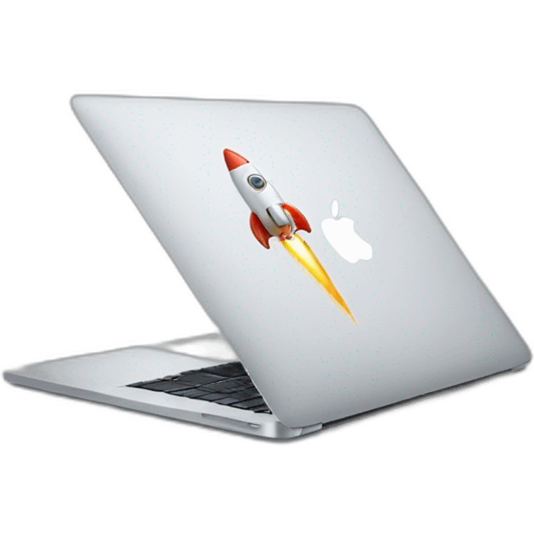 MacBook with a rocket logo emoji