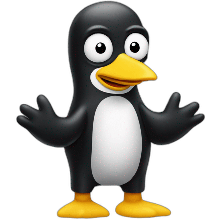 pingu as a simpsons character mixed with I don’t know gesture emoji