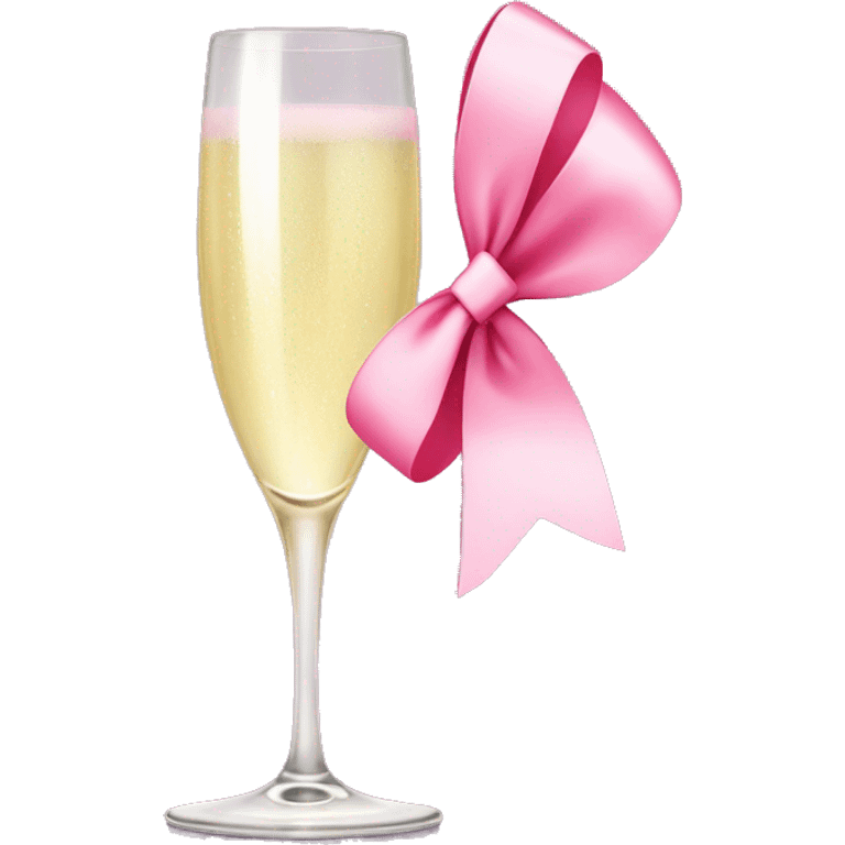 Champagne glass cheers with pink bow emoji