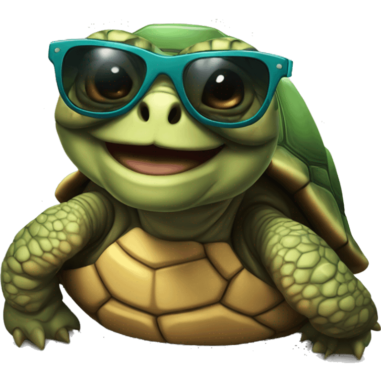 Tortoise with sunglasses  emoji