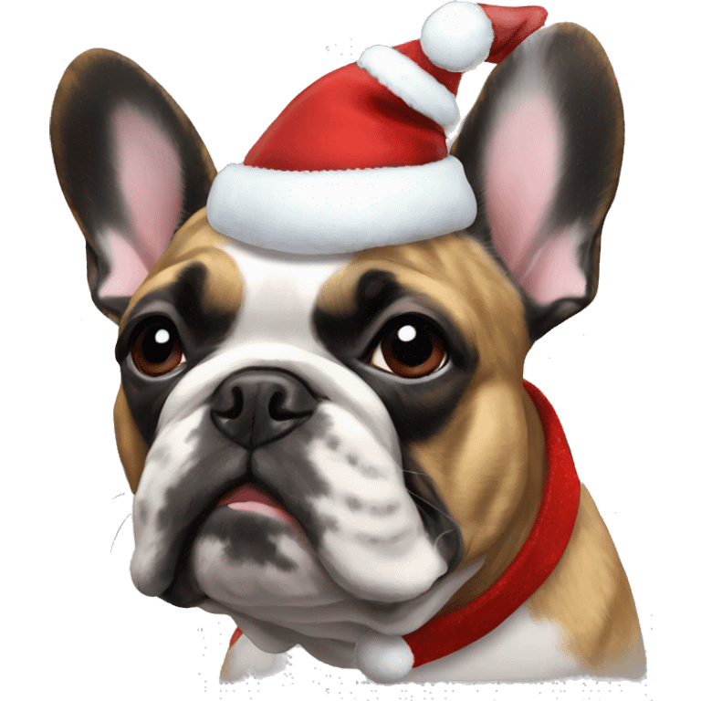 brindle frenchie christmas hat emoji