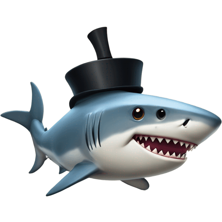 Shark with a top hat emoji