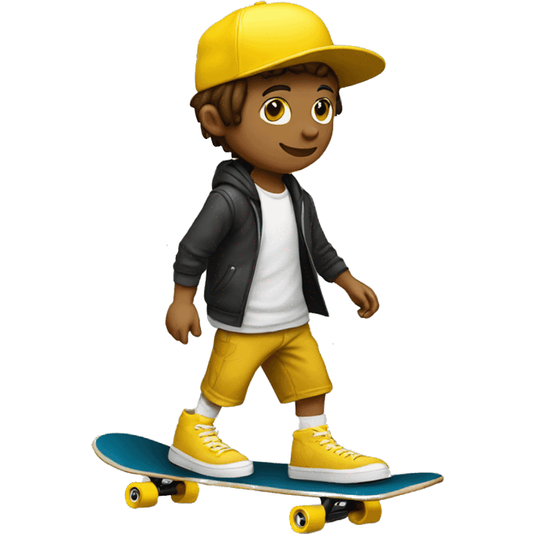 Skateboarding con gorra amarilla emoji