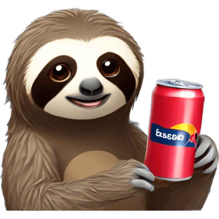 sloth with RedBull can and laptop emoji