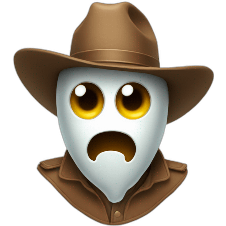 ghost wearing brown cowboy hat surprising emoji