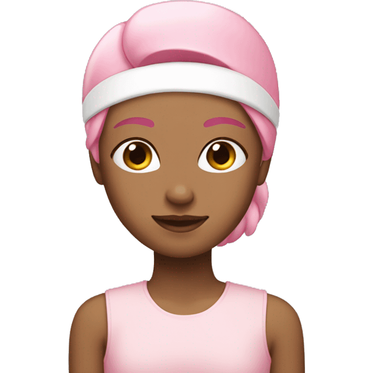 A girl with pink straight hair and a white headband emoji