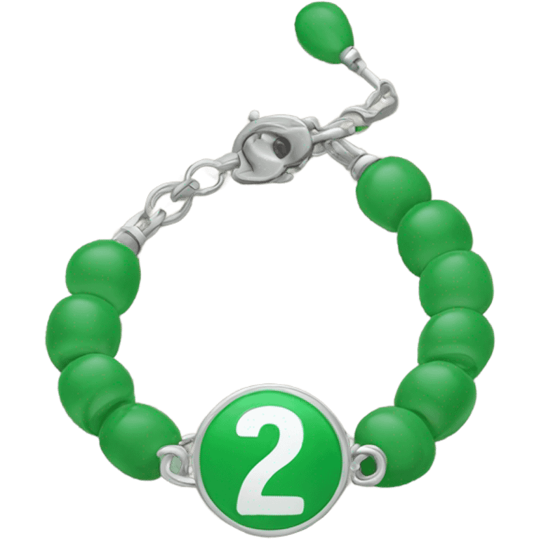 Green bracelet that says 27 on it emoji