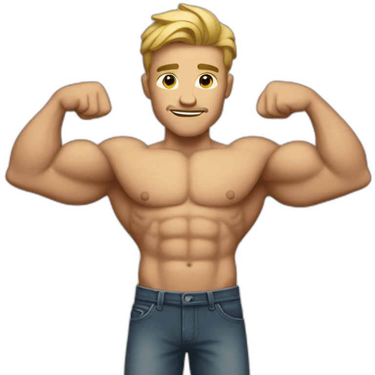 White masculine man with a big biceps emoji