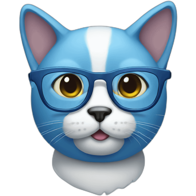 Blue cat with glasses emoji