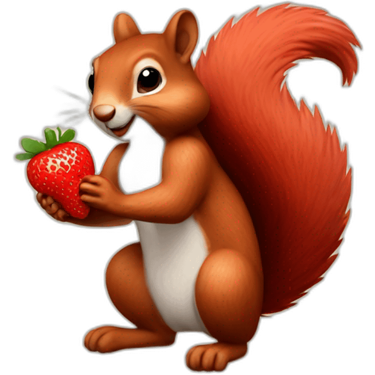 a squirrel holds strawberries in its paws emoji