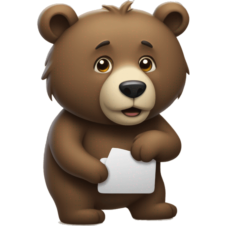 Un orso che tiene in mano un telefono emoji