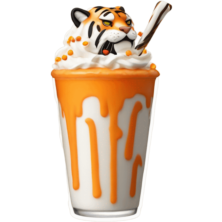 Tiger themed milk shake emoji