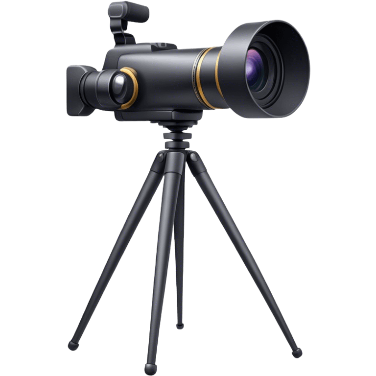 Create an emoji for video recording. Show a  single lens video camera on tripod, symbolizing the act of filming. Use modern, professional colors. Do not include any emojis or smiley faces. Make the background transparent. emoji