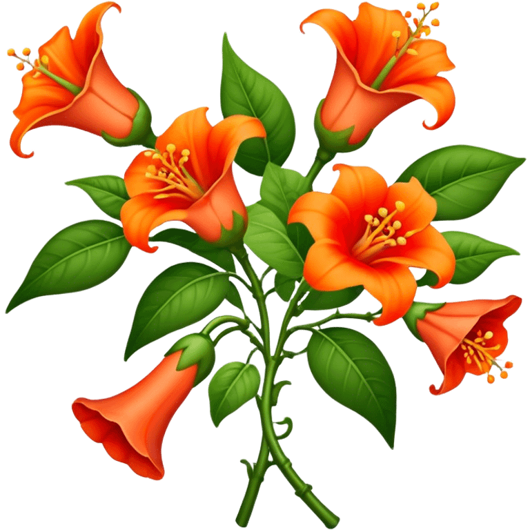 big bouquet Trumpet Vine, luxuriant, stem, leaf emoji