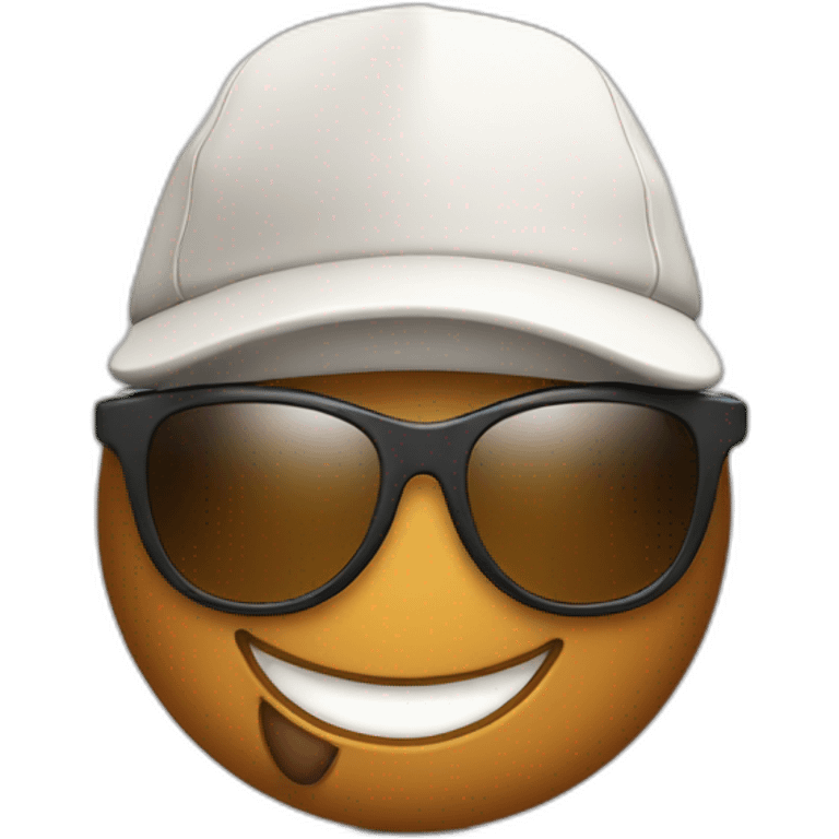 Happy Poop emoji in sport sunglasses and sport cap emoji