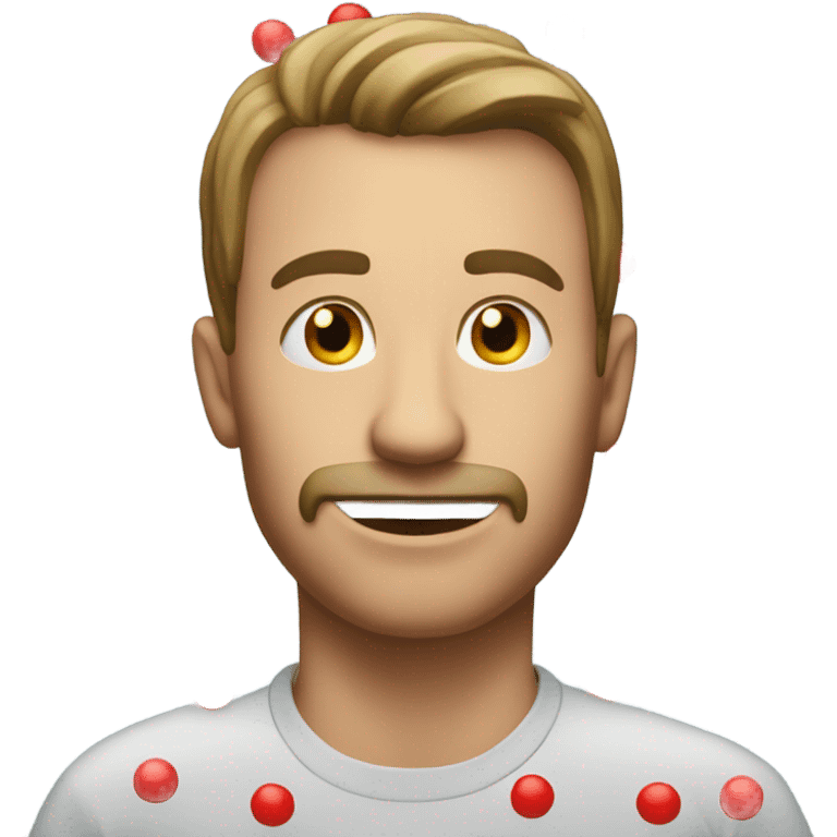 Man with alot of small red balls in his mouth  emoji