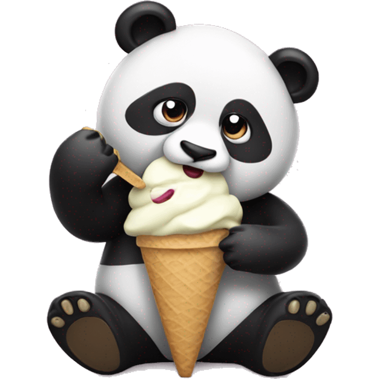 Panda eating ice cream emoji