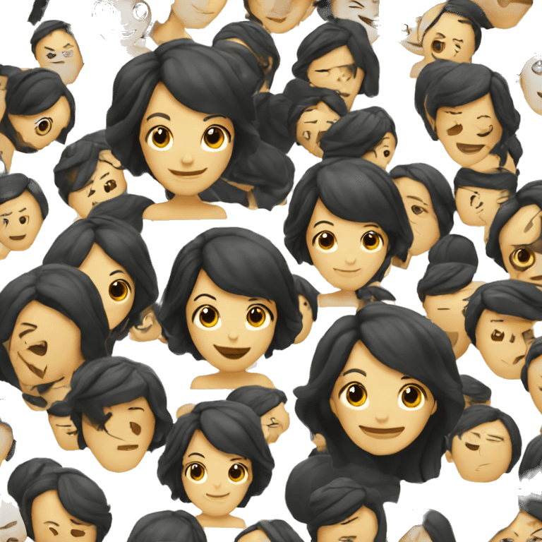 Lady with black hair smiles mysteriously emoji