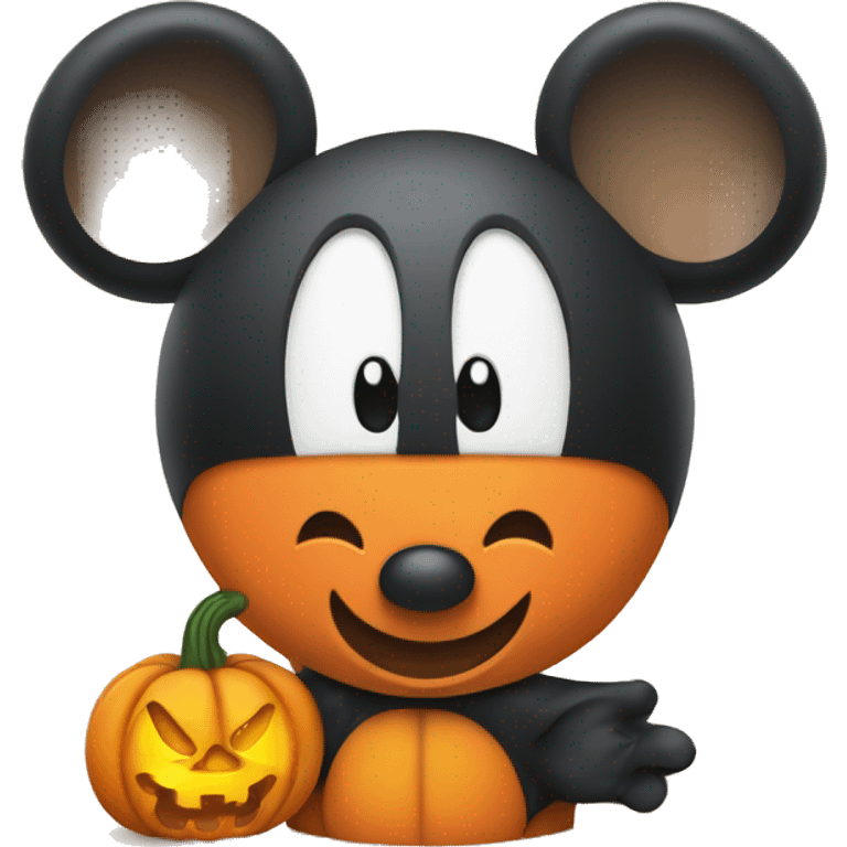 Cute micky mouse with pumpkin emoji