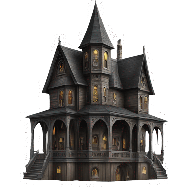 Realistic Huge ornate gothic Cardboard 6 story tall haunted house  emoji