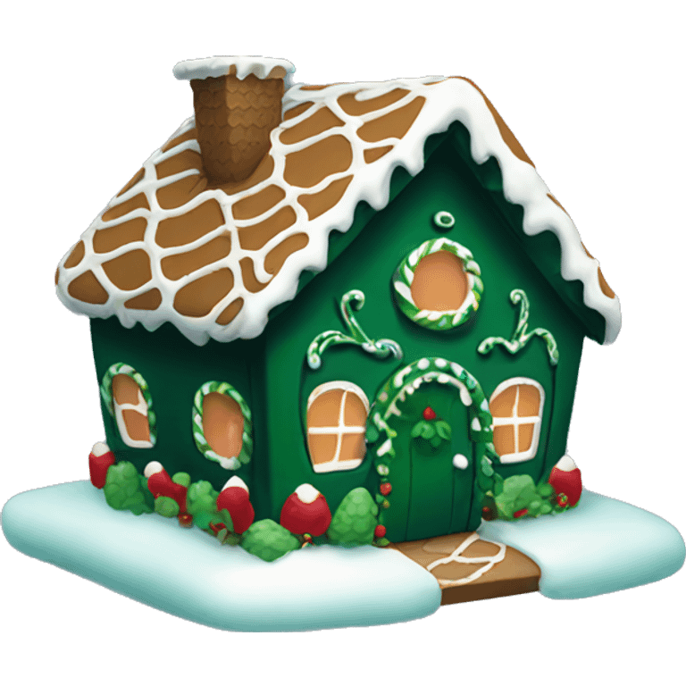 Cosy dark green gingerbread house  emoji