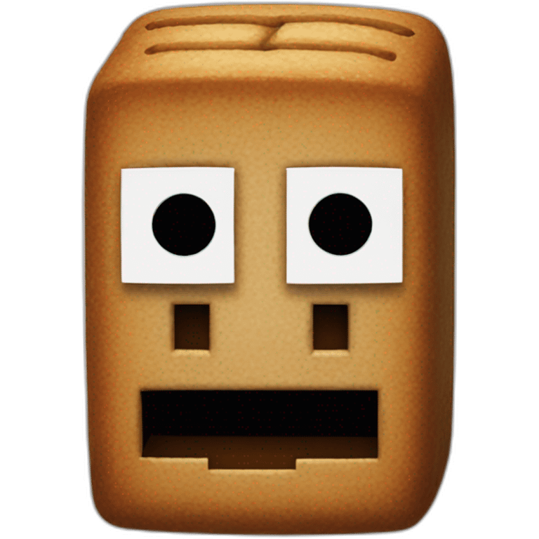 minecraft gingerbread man dumb head with white small eyes emoji