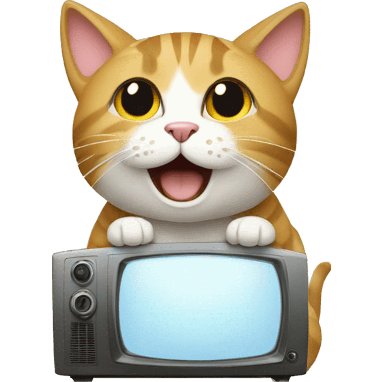 Gato feliz viendo tv emoji