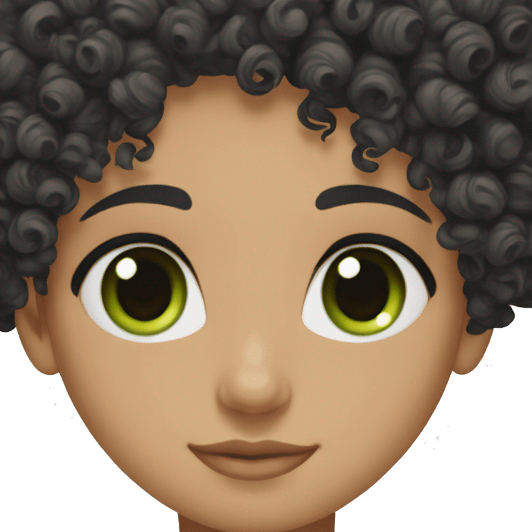 an black  green eyes curly black hair and caucasian emoji