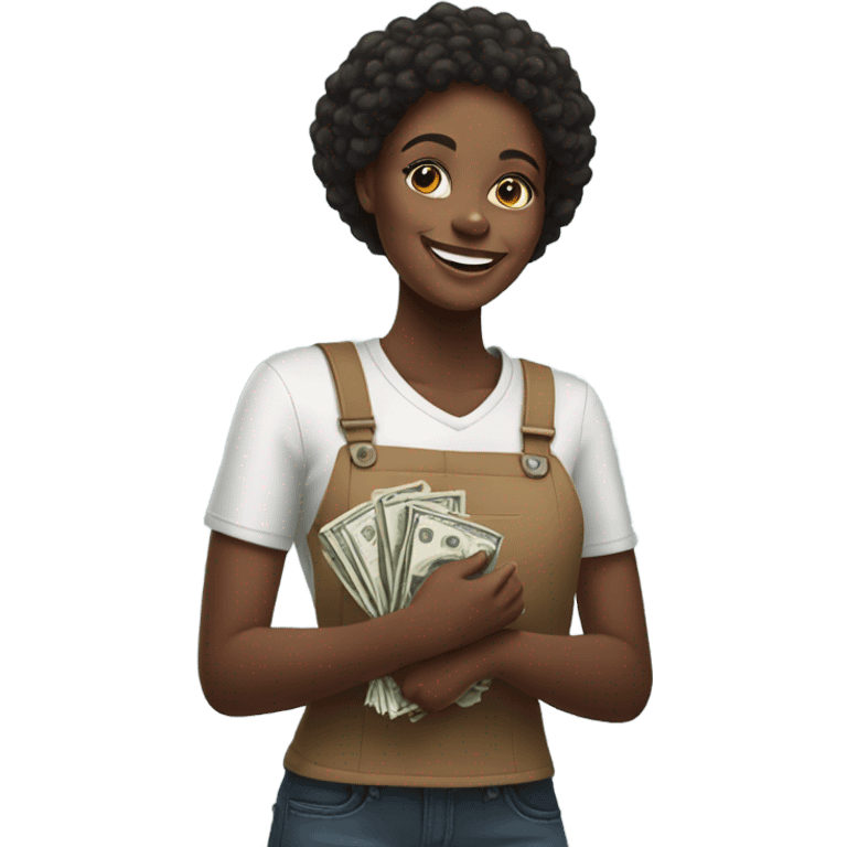 Black girl with money emoji